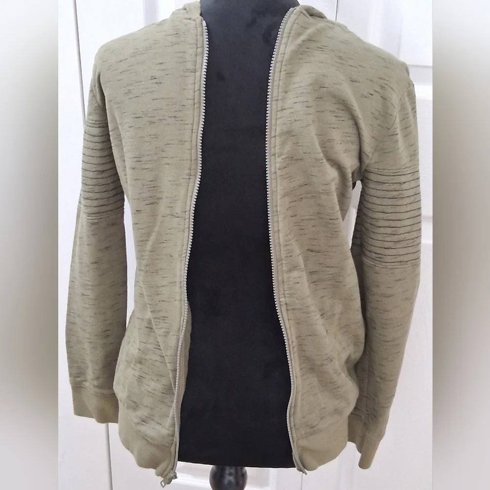 Olive Heathered Lightweight Jacket With Hood   Size L